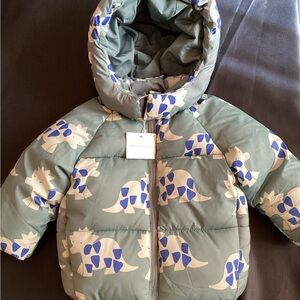 Zara boys Green Dinosaur Puffer Jacket
